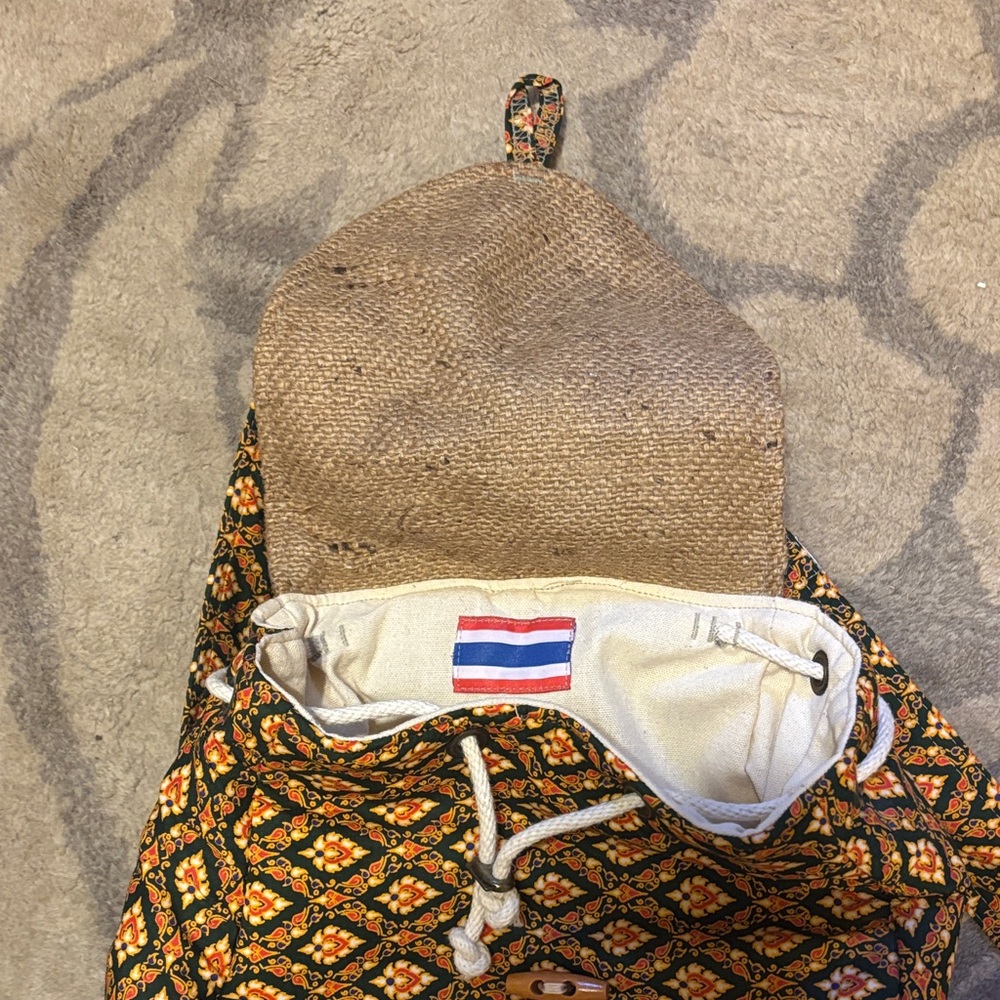 Orange Patterned Drawstring Backpack - Picture 5 of 8